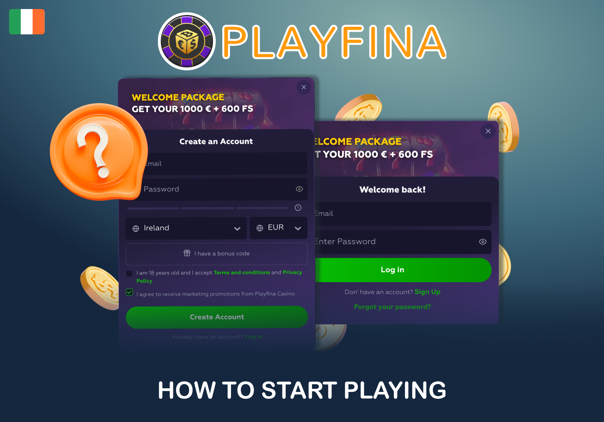 How to start playing casino games at Playfina