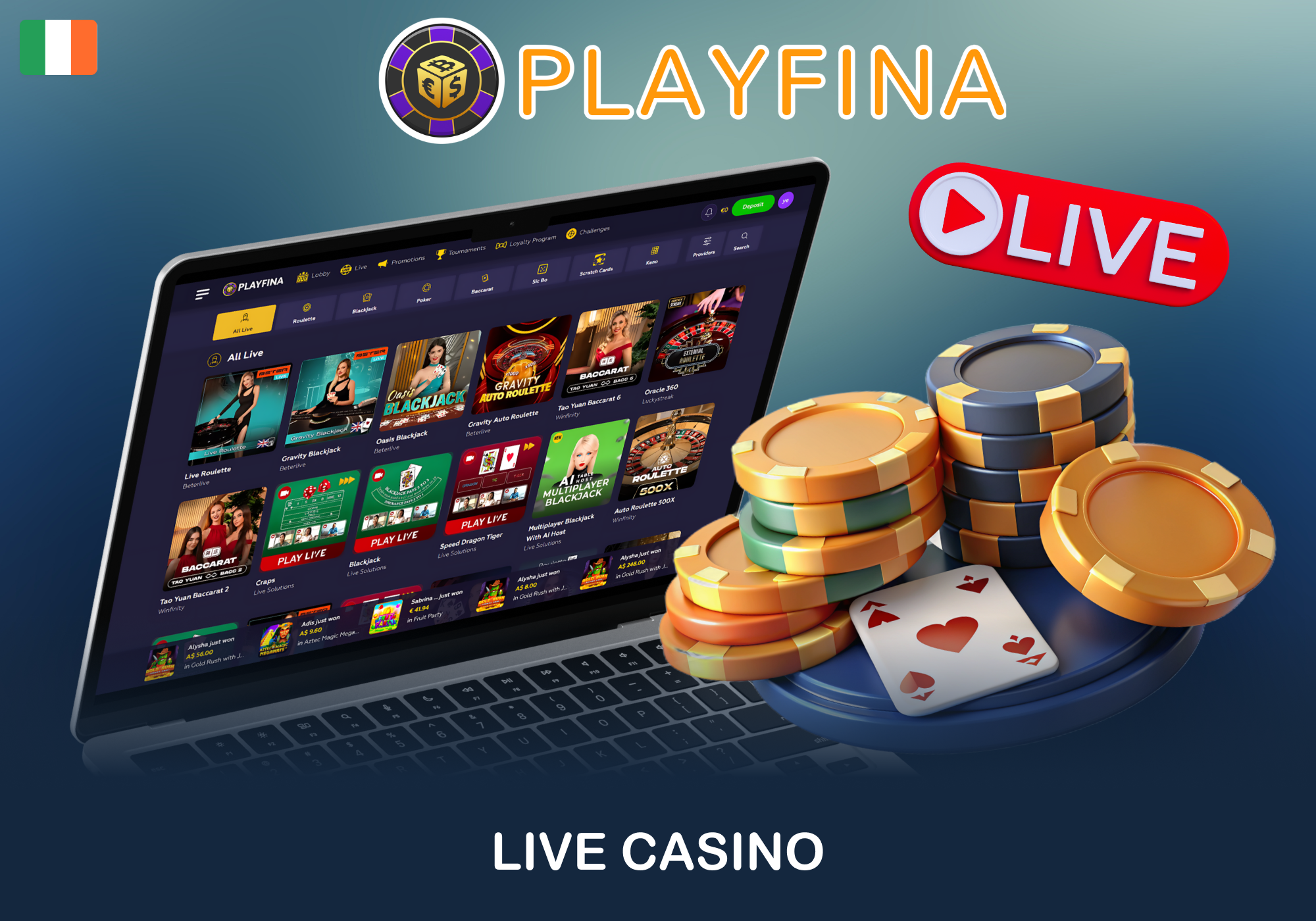 Live Casino Games at Playfina In Ireland
