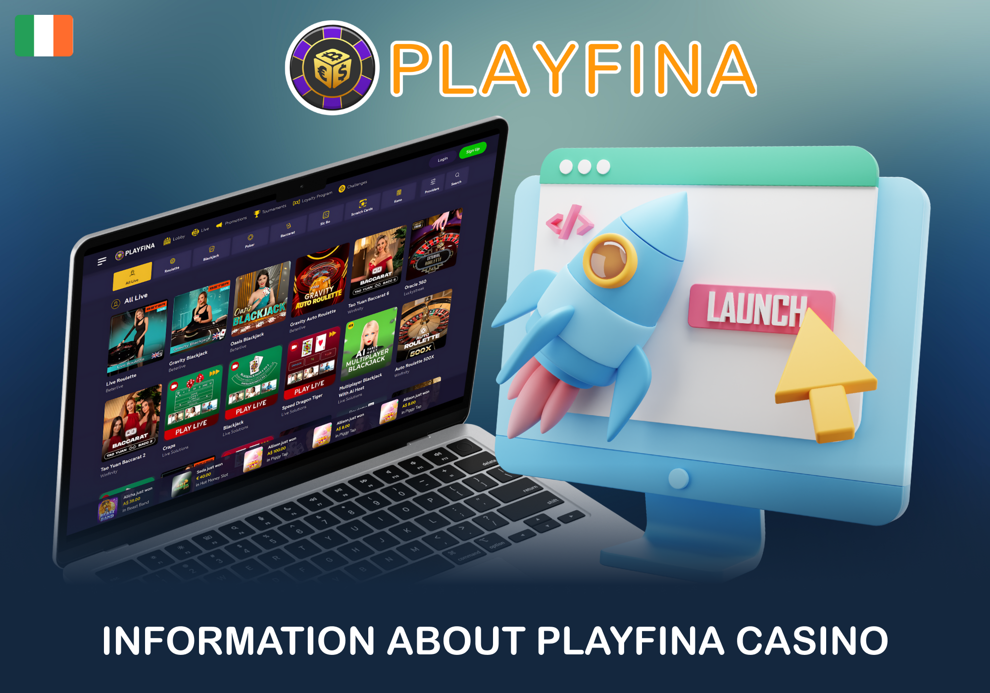 Playfina Casino Lobby for Irish players