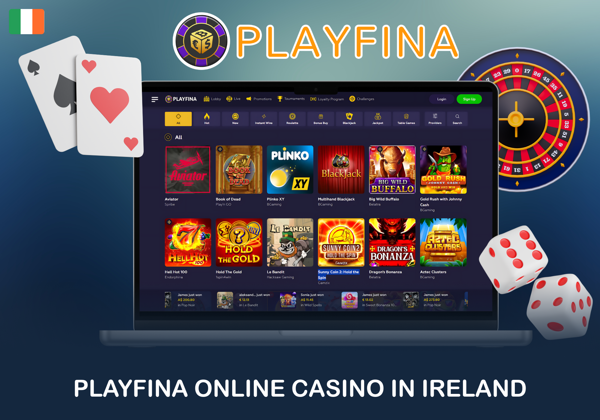 Playfina in Ireland - online gambling platform