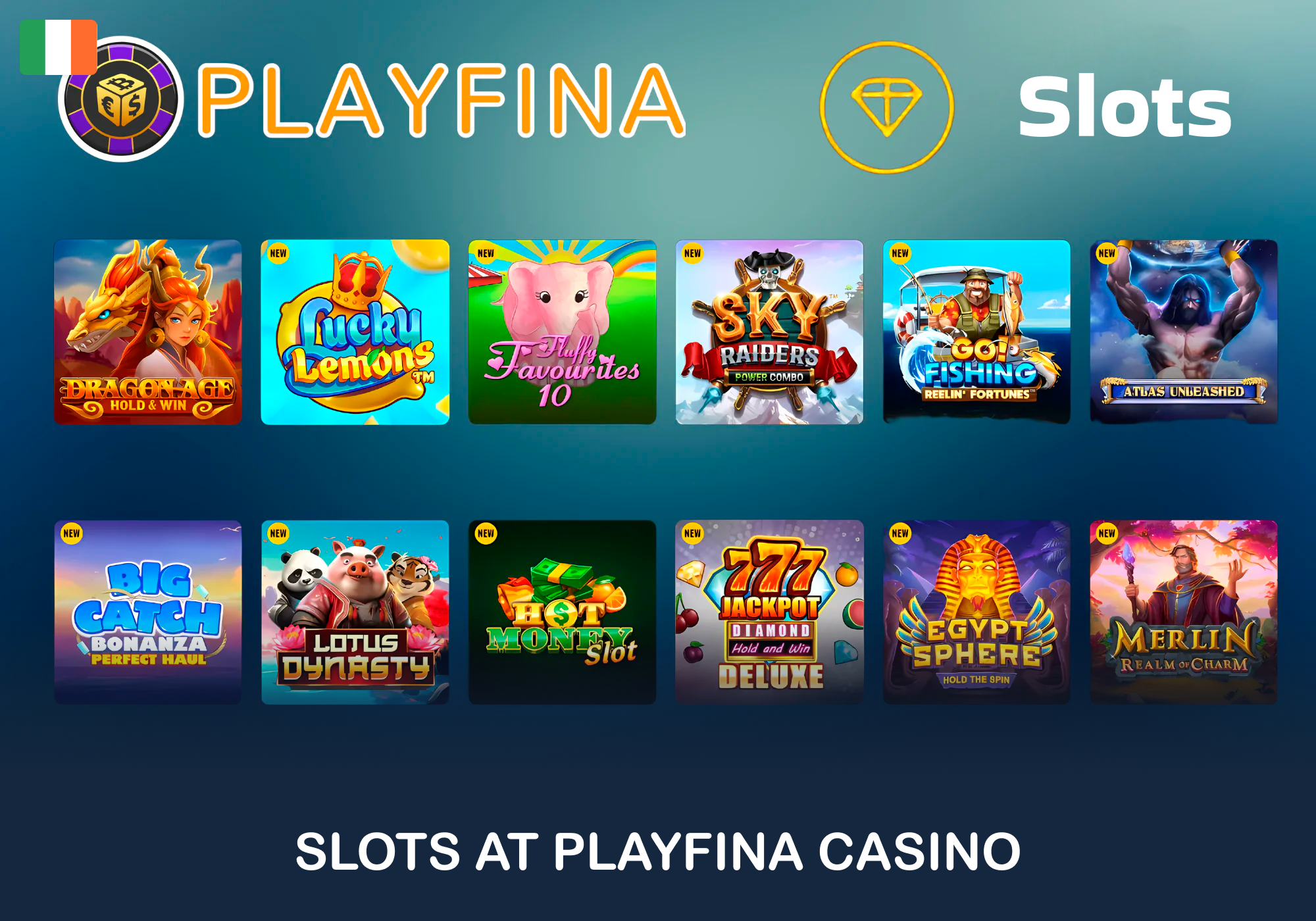 Slot games selection at Playfina site